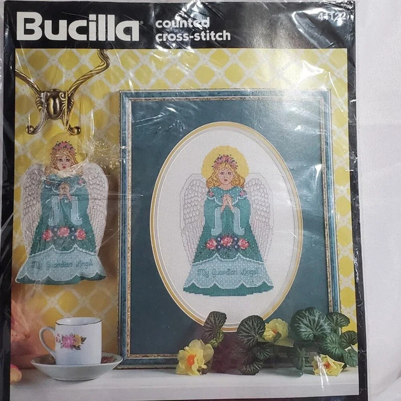 Bucilla Christmas Guardian Angel Counted Cross Stitch Kit Ornament or Picture - Picture 2 of 4